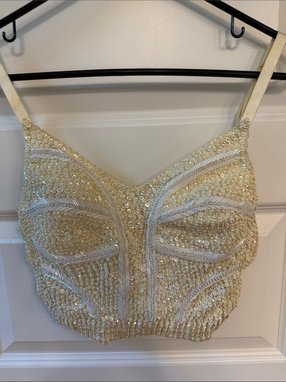 Ivory Sequin & Bead Embellished Bra Top